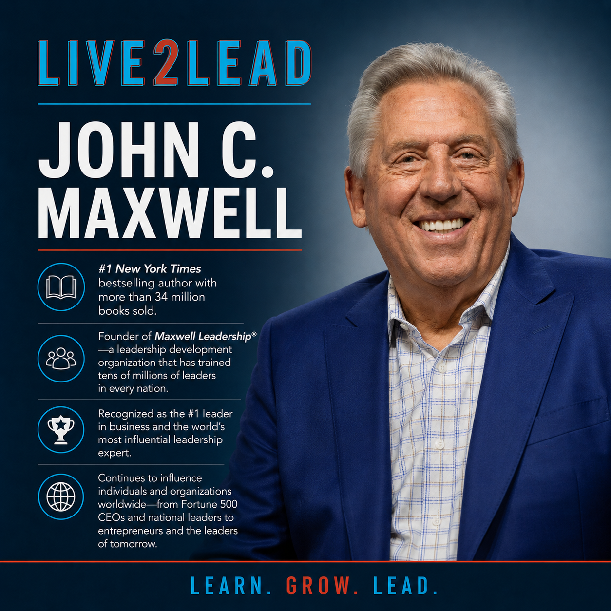 Official Live2Lead biography and portrait of John C. Maxwell