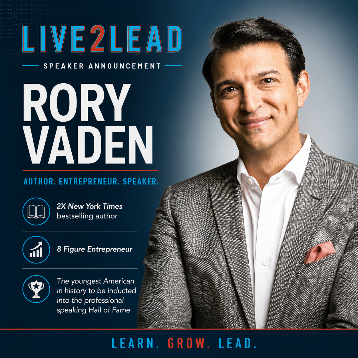 Official Live2Lead biography and portrait of Rory Vaden