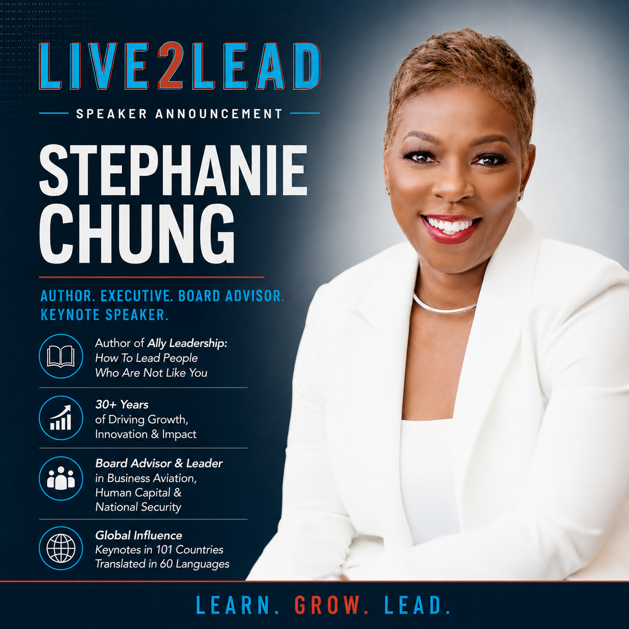 Official Live2Lead biography and portrait of Stephanie Chung